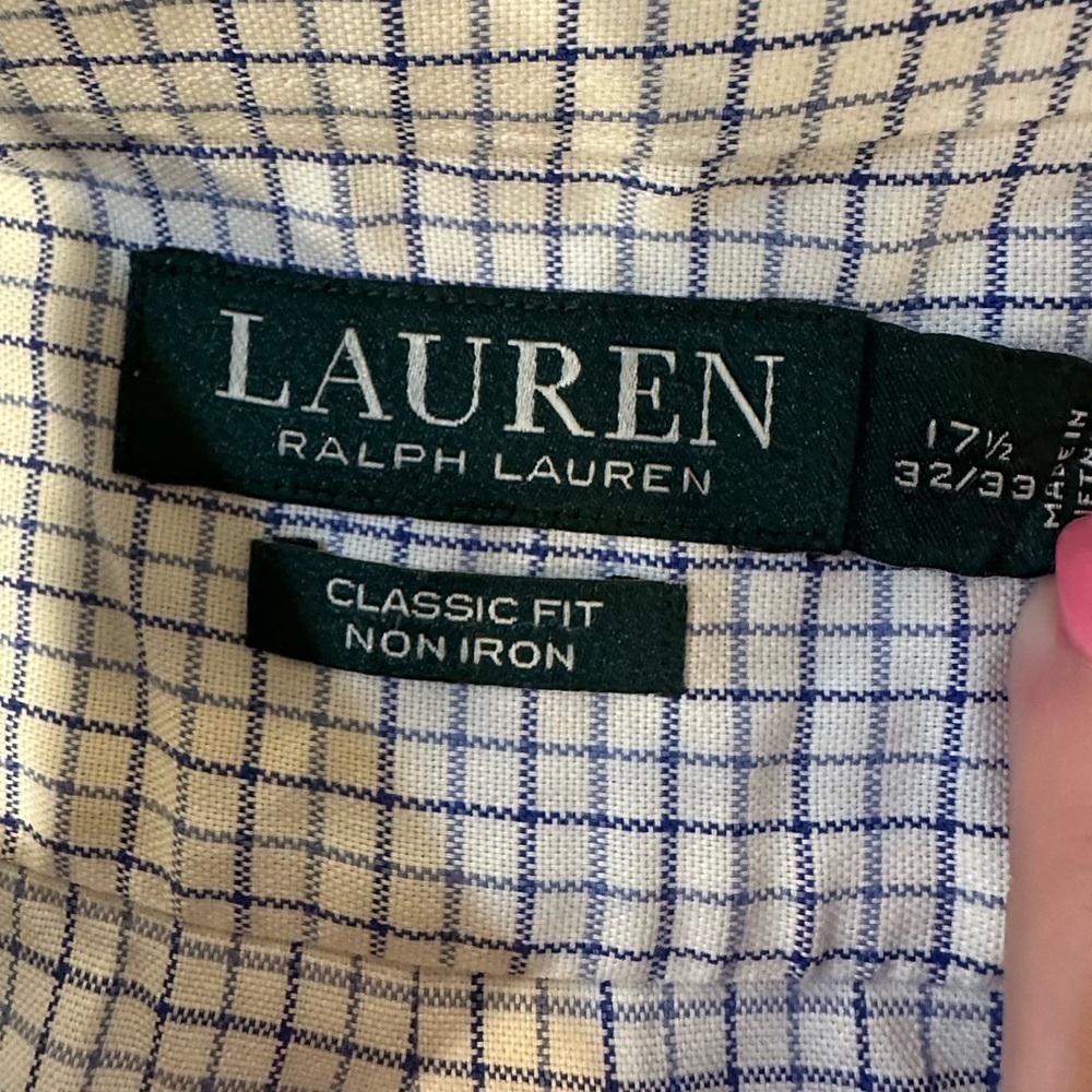 Lauren Ralph Lauren Men's Blue Checkered Shirt 17.5 32-33 - Picture 4 of 5